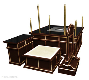【寺院仏具】潤み塗り　3.5尺　新型二重護摩壇・大壇　ケイ台付(磬台)　国内自社工場制作　(受注生産品)(商品番号11053u）