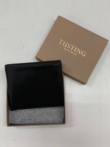 N☆ 【新品未使用】 TUSTING タスティング 二つ折り財布 牛革 ブラック 小銭入れ カードケース 