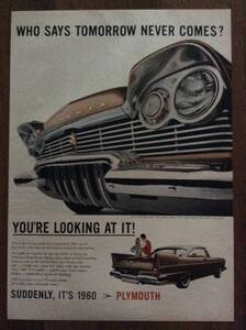 即決【mid-century advertising/LIFE/POST/広告709】Plymouth/プリムス/自動車/1960年/ミッドセンチュリー/アメリカンカルチャー