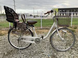 ●〇マルイシ 子供乗せ自転車 ママチャリ 24インチ チャイルドシート付 変速〇●