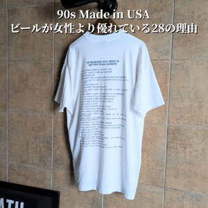 90s USA製　ビールが女性より優れている28の理由　Tシャツ シングルステッチ XL　スラング　ジョーク