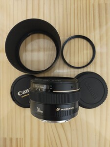 ★実用美品★ Canon キヤノン EF 50mm F1.4 フード フィルター付♪