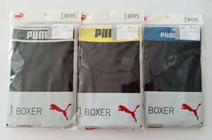 送料無料★PUMA ボクサーパンツ 160cm 3枚セット 前開き プーマ 黒2 紺1 ブラックネイビー パンツ ボクサーブリーフ DRY生地 通気性