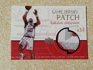 1999 2000 upper deck hakeem olajuwon game jersey patch card GJP8