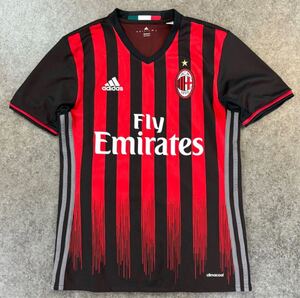 美USED ADIDAS Climacool 2016/2017 16/17 AC MILAN Home Jersey アディダス セリエA ACミラン ホーム ユニフォーム ワッペン 刺繍