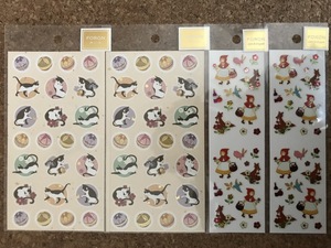 [ シール] FORON 和風・ 猫と手鞠　シートサイズ:16.5×9cm 24片/ ビジュ・ 赤ずきんちゃん( 16.5×5cm) 　2種4点　 送料無料