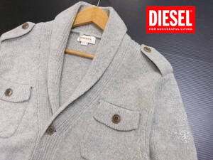 ■DIESEL■ニットジャケット 生成り色 Mサイズ エポレット ウール プリント コート ディーゼル