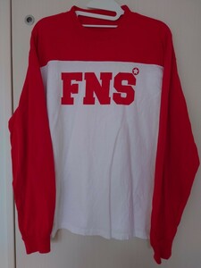 希少 90s『FINNESE』×『GOOD ENOUGH』 コラボ　 レッド× ホワイト FNS★ロゴ長袖Tシャツ SizeL 藤原ヒロシ 90s