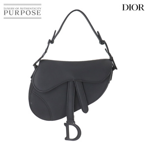 新品同様 クリスチャン ディオール Christian Dior サドル ミニ ハンド バッグ レザー ブラック Saddle Mini Bag 90249732