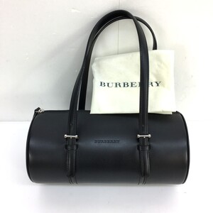 □●【同梱不可】【100】中古品 BURBERRY バーバリー レザー ハンドバッグ ドラムバッグ 筒形 ミニバッグ 黒 ブラック