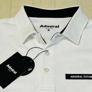 新品★アドミラル ゴルフ Admiral Golf トーナルロゴプリント 吸水速乾 半袖ポロシャツ★ホワイト★サイズL★送料185円