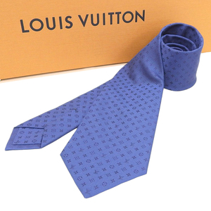 【本物保証】 箱付 新品同様 ルイヴィトン LOUIS VUITTON モノグラム ネオ モノグラミッシム 8CM M75988 メンズ ネクタイ ブルーマリーヌ