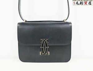 カルティエ Cartier C ドゥ カルティエ ショルダーバッグ ミニ CRL1002295 カーフスキン ブラック 美品 バッグ