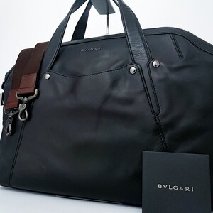 1円■入手困難色■BVLGARI ブルガリ 2way オクト オールレザー トートバッグ ビジネス ブリーフケース 大容量 A4 メンズ ダークブラウン