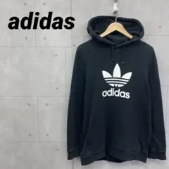 adidas アディダス プルオーバーパーカー ブラック ロゴプリント