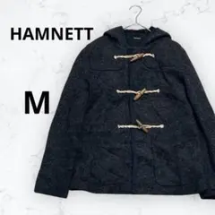 ＊HAMNETT＊ダッフルコート ショート丈 フード裏地チェック柄 ブラック M