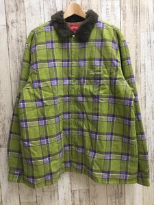 128BH SUPREME Faux Fur Collar Flannel Shirt シュプリーム フォックスファー シャツ【中古】