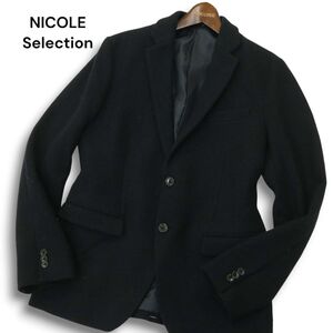 【美品】NICOLE Selection ニコル セレクション 秋冬★ ウール アンコン テーラード ジャケット Sz.48 メンズ ネイビー　A4T11824_B#N