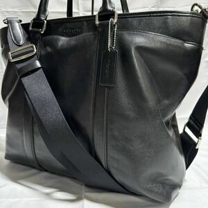 極美品 A4 COACH コーチ トートバッグ メトロポリタン ショルダーバッグ 2way レザー 本革 ブラック 黒 ビジネスバッグ メンズ 大容量