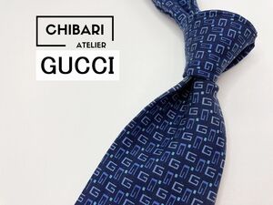 【美品】GUCCI　グッチ　全面Gロゴ柄 ネクタイ 3本以上 送料無料 メンズ ネイビー　1205230