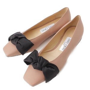 【ジミーチュウ】Jimmy Choo　BERTELLE リボン レザー フラット パンプス シューズ ピンク 35 1/2 未使用【中古】【正規品保証】200280