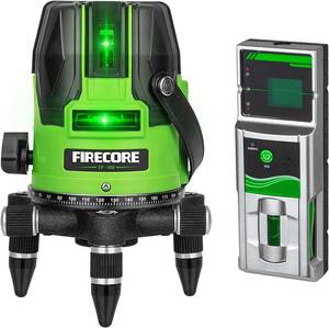 Firecore レーザー墨出し器 5ライングリーンレーザー EP-400 4方向大矩ライン照射モデル レーザーレベル 日本語説明書【受光器セット】
