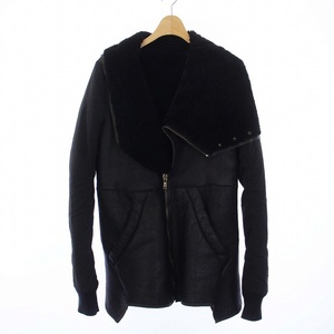 リックオウエンス Rick Owens 11AW Limo Leather Jacket ムートンジャケット アウター スタンドカラー 黒 /KH ☆AA★ メンズ