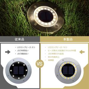 　6個セット 屋外 防水 埋め込み式 16LED 高輝度 ソーラーライト