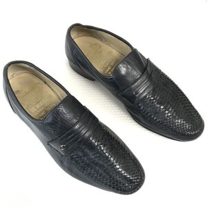 80s-90s/Vintage/イングランド製☆Grenson/グレンソン☆編み革/コインローファー/モカシン【8/26.5/黒/BLACK】ビジネス/dress shoes〇bA-79