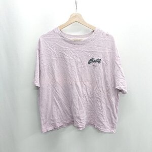 ◇ ⊂ Roxy ロキシー 胸元ロゴプリント 背面プリント 半袖 Ｔシャツ サイズ表記なし パープル レディース E