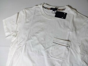 新品未使用 BURBERRY LONDON　胸ポケット ノバチェック パイピング 半袖Tシャツ　L　白　 バーバリー ロンドン　