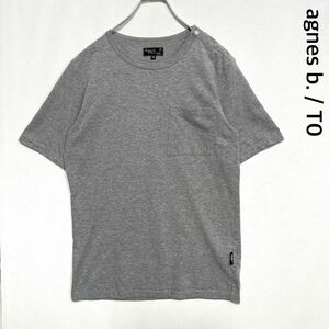 アニエスベーオム　ポケット付き　スナップボタン　半袖　カットソー　ミックスグレー　メンズT0サイズ　agnes b.HOMME