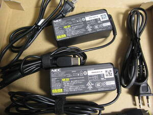 2個セット NEC 純正AC ADP003 （ADP-45TD E/A13-045N1A共通） 20V 2.25A 45W 四角口 平型 PC-VP-BP98 VersaProLaVie Z用/ADP007 