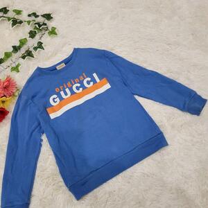 GUCCI　ブルー　ロゴ　トレーナー　可愛い　長袖　Tシャツ　パーカー