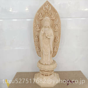 仏教美術 観世音菩薩 仏像 立像 供養品 彫刻工芸品 木工細工 観音菩薩