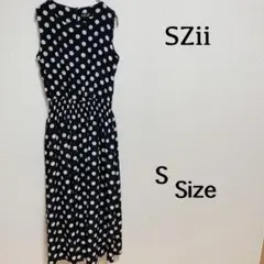 『SZii』（S）＊ノースリーブロングワンピース＊ドット柄＊おしゃれ