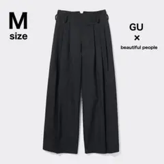 【新品】GU × beautiful people / タックワイドパンツ黒M