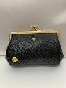 20240930【ADMJ 】エーディーエムジェイ コインケース レザー SHRINKLEATHER COIN PURSE 牛革 がま口 パース　ACS06023