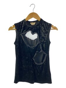 COMME des GARCONS◆ノースリーブカットソー/SS/ベロア/BLK