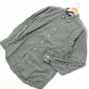 トミーヒルフィガー ☆ TOMMY HILFIGER ギンガムチェック 長袖 ボタンダウン シャツ ホワイト グリーン S グッドカラー♪ 着回し◎■S552