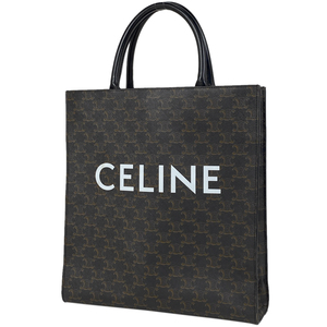 セリーヌ CELINE ミディアム バーティカルカバ トリオンフ トートバッグ コーティングキャンバス ブラック ブラウン レディース 【中古】