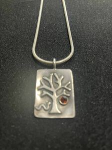 VTG Sterling Silver snake＆tree pendant ビンテージ　ペンダント　ネックレス　ガーネット　アダム＆イブ