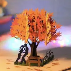 メッセージカード 3D 秋 紅葉