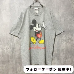 古着 used　Disney　ディズニー　ミッキー　Mickey Mouse　半袖プリントTシャツ　グレー　キャラクター