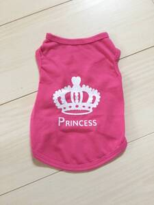 新品　小型犬用 PrincessTシャツ（ピンク）S