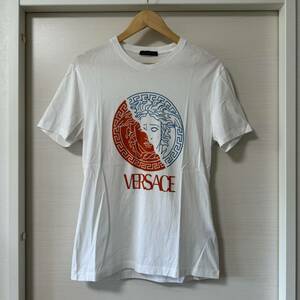 【美品】サイズM VERSACE ヴェルサーチ Tシャツ ホワイト　白　メドゥーサ　ロゴ　半袖