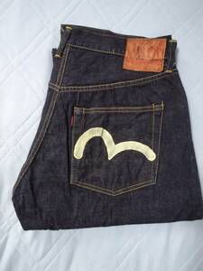 エビスジーンズ　エヴィスジーンズ　EVISU JEANS　no1 デニム　2001　白ペンキ カモメ　USED　日本製　古着　W35