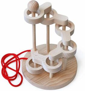 ?立体知恵の輪（6段）木のおもちゃ脳トレパズル 頭脳活性 日本グッド・トイ受賞おもちゃ 木のおもちゃ 知育玩具 ひも抜き