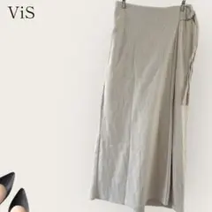 ビス ViS ロング ラップ スカート 【F】ストレッチ シンプル ナチュラル