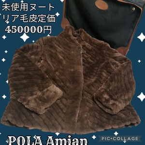 未使用★新品★POLA Amian★ヌートリア★毛皮★ファーコート★ケース付き★ポーラアミアン★定価450000★リアルファー★ミドル丈★ブラウン